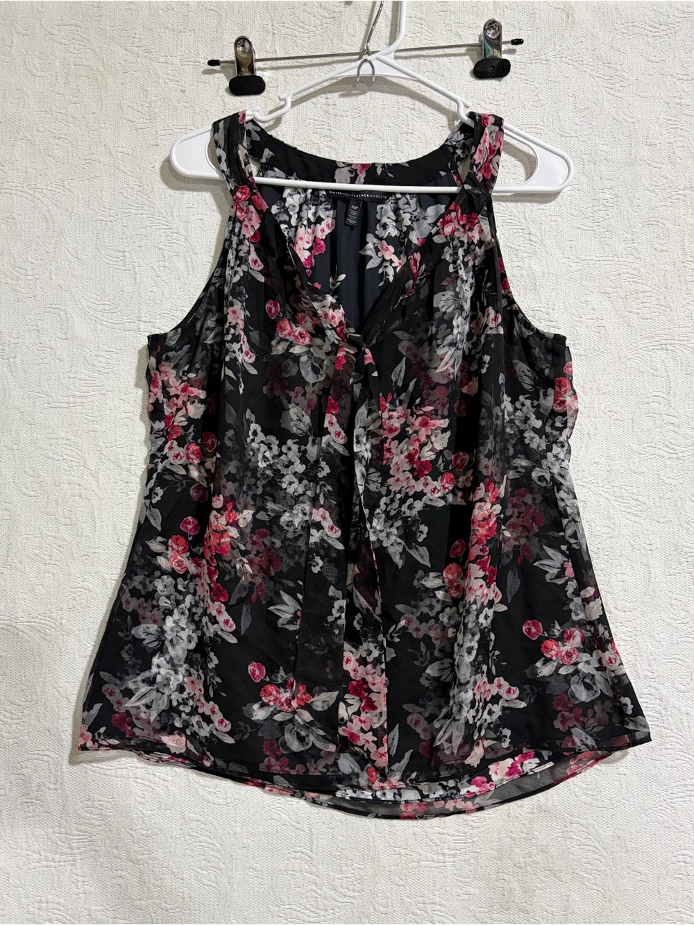 White House Black Market Black Floral Cold-Shoulder Chiffon Camisole